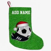 クリスマスサッカーボールと靴 スモールクリスマスストッキング (正面)