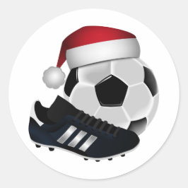 クリスマスサッカーボールと靴 ラウンドシール