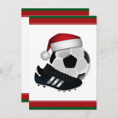 クリスマスサッカーボールと靴 招待状 (正面/裏面)