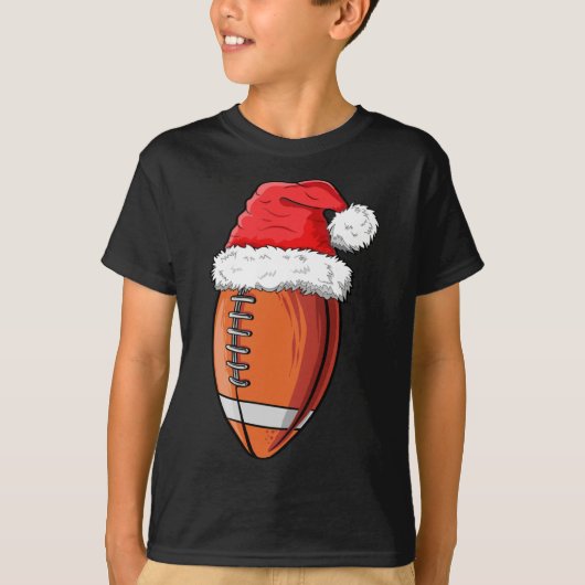 クリスマスサッカーボールサンタおもしろいハットスポーツXma Tシャツ (正面)