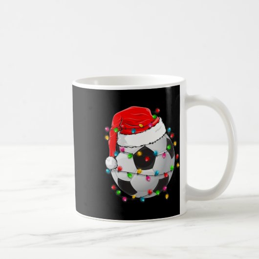 クリスマスサッカーボールサンタハットおもしろいスポーツクリスマスB コーヒーマグカップ (右)