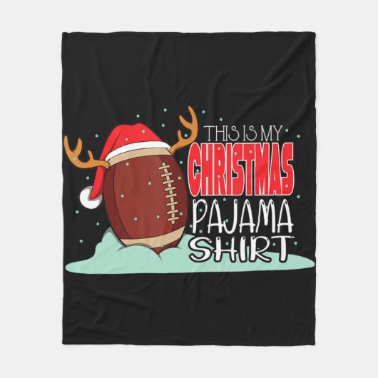 クリスマスサッカーボールサンタハットおもしろいスポーツクリスマスB フリースブランケット (正面)