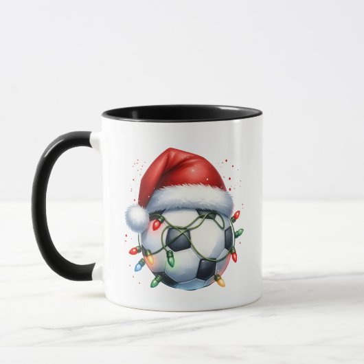 クリスマスサッカーボールサンタハットクリスマスサッカー マグカップ (左)