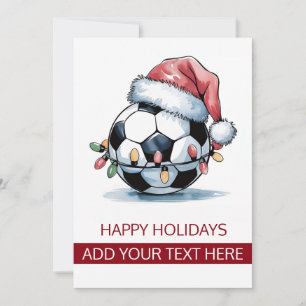 クリスマスサッカーボールサンタハットグリーティングカード シーズンカード