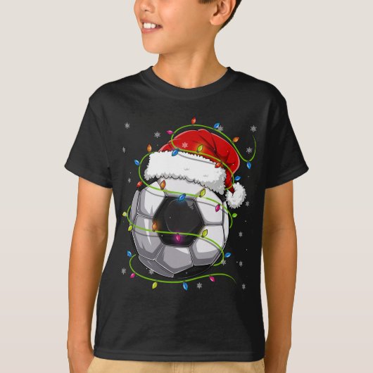 クリスマスサッカーボールサンタハットマッチングファミリーパ Tシャツ (正面)
