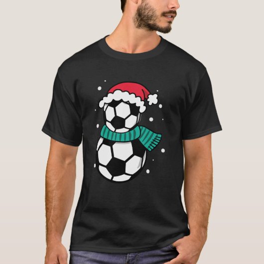 クリスマスサッカーボールサンタハット Tシャツ (正面)