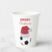 クリスマスサッカーボールスポーツサッカーホリデー 紙コップ (正面)