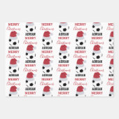 クリスマスサッカーボールスポーツサッカー名前をカスタムする ラッピングペーパーシート (正面2)