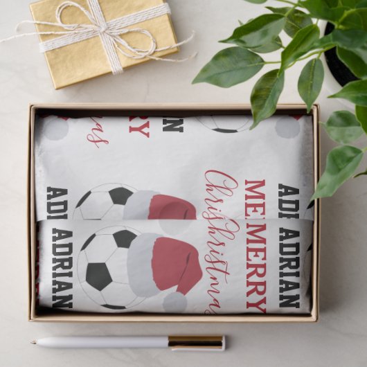 クリスマスサッカーボールスポーツサッカー名前をカスタムする 薄葉紙 (ギフト)