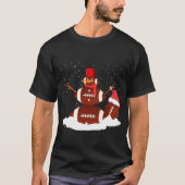 クリスマスサッカーボール雪だるまサンタおもしろいスポーツ Tシャツ (正面)