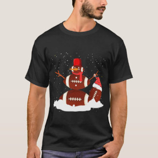 クリスマスサッカーボール雪だるまサンタおもしろいスポーツ Tシャツ