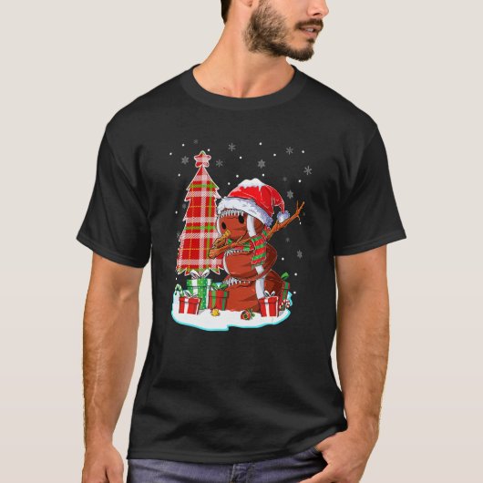 クリスマスサッカーボール雪だるまダビングサンタハット Tシャツ (正面)