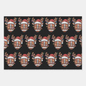 クリスマスサッカーラバーサンタハットスポーツクリスマス ラッピングペーパーシート (正面)