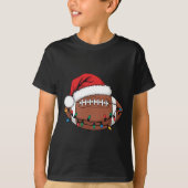 クリスマスサッカー選手のクリスマスライトサンタスポーツ Tシャツ (正面)
