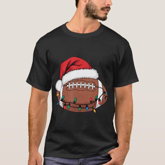 クリスマスサッカー選手のクリスマスライトサンタスポーツ Tシャツ (正面)