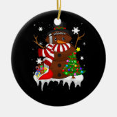 クリスマスサッカー雪だるまサッカーラバーメリーXm セラミックオーナメント (正面)