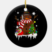 クリスマスサッカー雪だるまサッカーラバーメリーXm セラミックオーナメント (裏面)