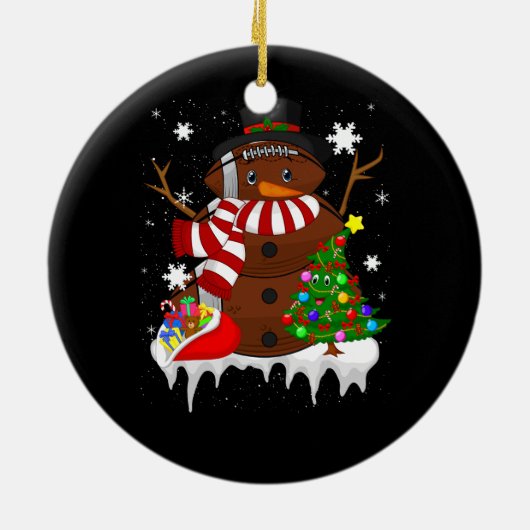 クリスマスサッカー雪だるまサッカーラバーメリーXm セラミックオーナメント (裏面)