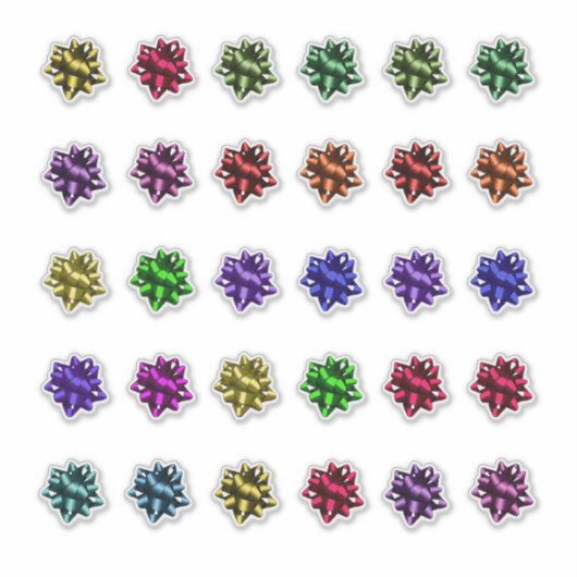 クリスマスサテン弓30の多くのかわいい シール (正面)