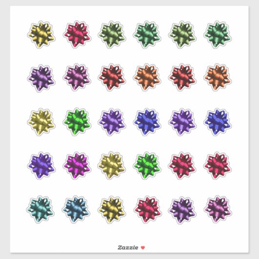 クリスマスサテン弓30の多くのかわいい シール (シート)