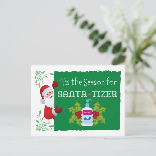 クリスマスサニタイザー「サンタタイザー」ホリデーカード シーズンポストカード (スタンド正面)