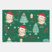 クリスマスサファリ動物ベビーライオン ラッピングペーパーシート (正面3)