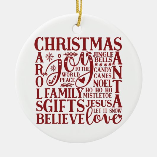 クリスマスサブウェイアート |おもしろいシンプルミニマル セラミックオーナメント (正面)