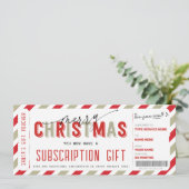 クリスマスサブスクリプションサービスのギフトチケット伝票 招待状 (スタンド正面)