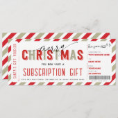 クリスマスサブスクリプションサービスのギフトチケット伝票 招待状 (正面/裏面)