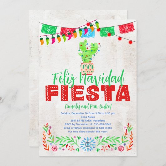 クリスマスサボスフェリズナビダッドパーティの招待状 招待状 (正面/裏面)