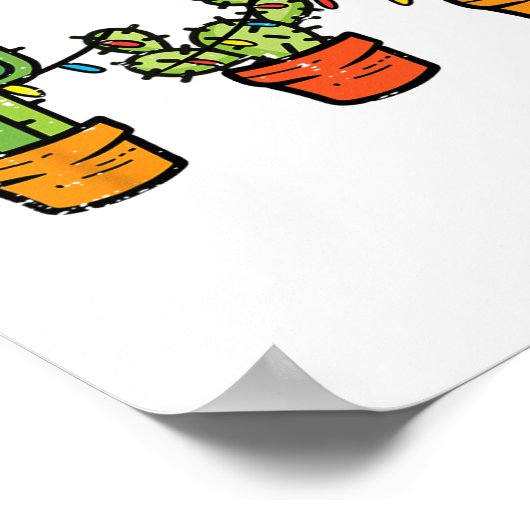 クリスマスサボテンかわいい多肉植物クリスマスメンズウォム ポスター (角)