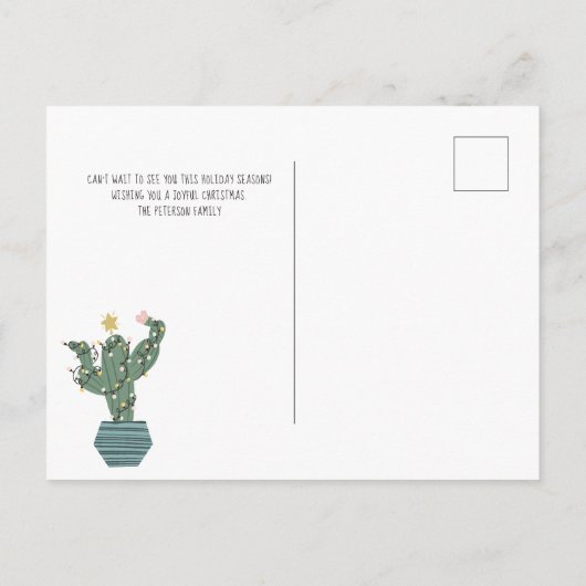 クリスマスサボテンのガーランズおもしろいの星のための新しい家 案内ポストカード (裏面)