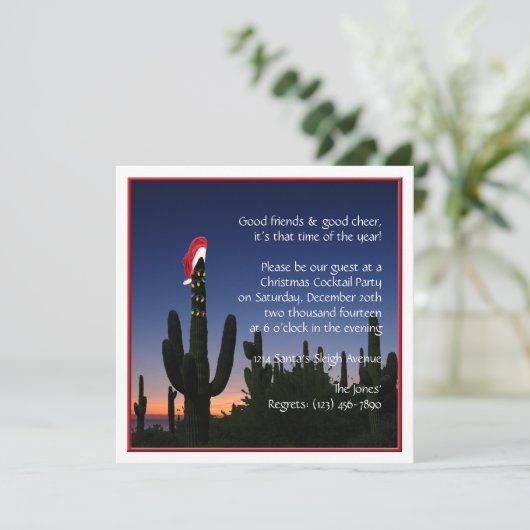 クリスマスサボテンのパーティの招待状 招待状 (スタンド正面)