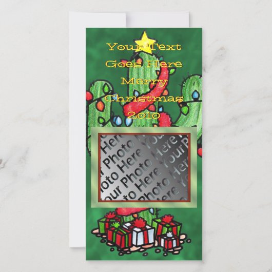 クリスマスサボテンの写真カード シーズンカード (正面)