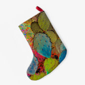 クリスマスサボテンカラフル砂漠の南西 スモールクリスマスストッキング (裏面 (吊り時))