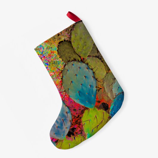 クリスマスサボテンカラフル砂漠の南西 スモールクリスマスストッキング (裏面 (吊り時))