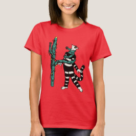クリスマスサボテングズカワイトな猫好き Tシャツ