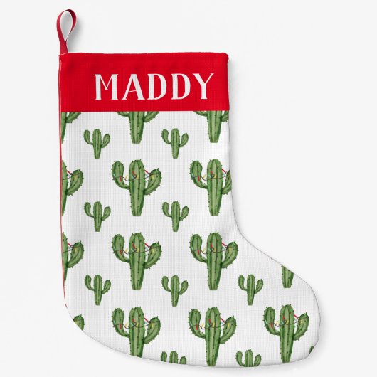 クリスマスサボテンパーソナライズされたクリスマスストッキング スモールクリスマスストッキング (正面)