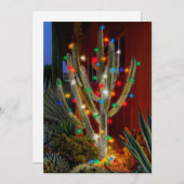 クリスマスサボテン独身ののサイド付きフラットホリデーカード シーズンカード (正面/裏面)