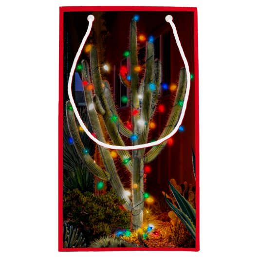 クリスマスサボテン白熱［赤熱］光を放つライトレッド抱き枕 スモールペーパーバッグ (裏面)