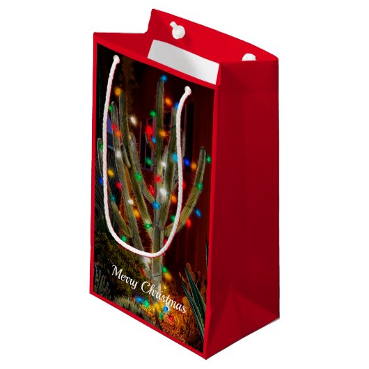 クリスマスサボテン白熱［赤熱］光を放つライトレッド抱き枕 スモールペーパーバッグ (正面アングル)