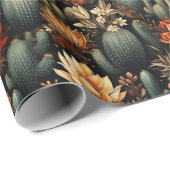 クリスマスサボテン砂漠サウスウェスト焼けオレンジ ラッピングペーパー (ロールコーナー)