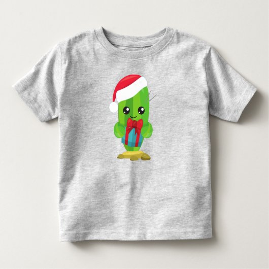 クリスマスサボテン、かわいいサボテン、サンタハット、ギフト トドラーTシャツ (正面)
