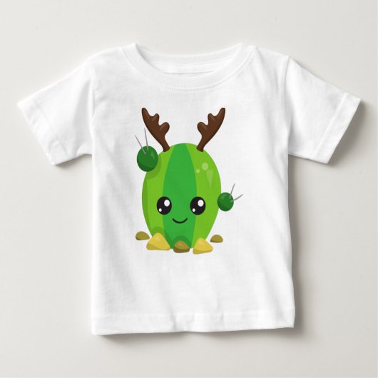 クリスマスサボテン、かわいいサボテン、〔雄ジカの〕枝角、休日 ベビーTシャツ (正面)