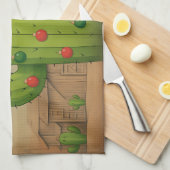 クリスマスサボテン キッチンタオル (四つ折り)