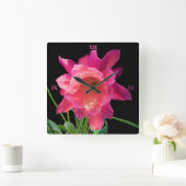 クリスマスサボテン スクエア壁時計 (ホーム)