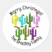 クリスマスサボテン ラウンドシール (正面)