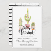 クリスマスサボテン | Feliz Navidadパーティの招待状 (正面/裏面)