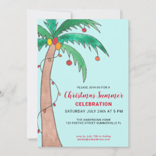 クリスマスサマーお祝いパームツリーパーティー 招待状