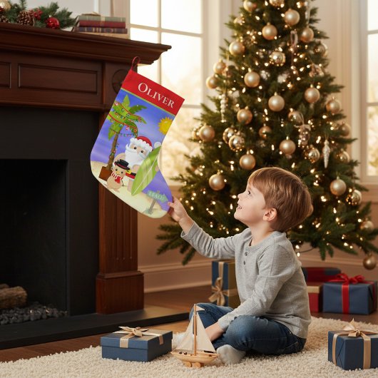 クリスマスサマーサンタビーチサーフィン パーソナライズされた スモールクリスマスストッキング